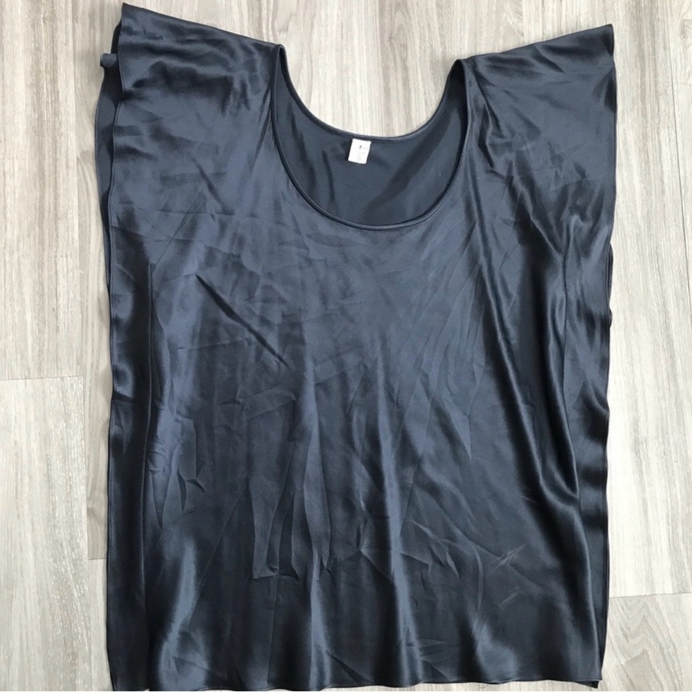 7FAM 7!For All Mankind Silk Tunic Blue Blouse Pullover Womens L